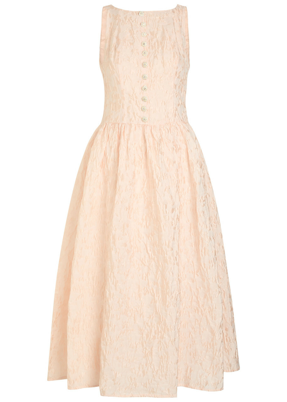 Sister Jane Sun Soaked Floral-jacquard Cloqué Midi Dress Pink