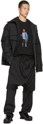 JERIH Black Double Layered Trousers