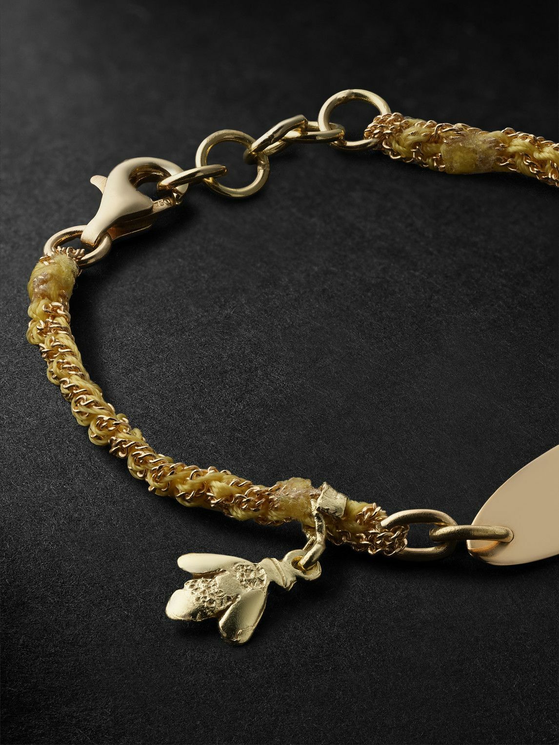 Carolina Bucci - Kids Lucky ID Tag Bee Gold and Silk Bracelet