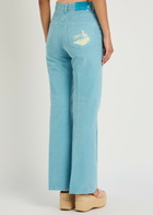 Chloe Embroidered Straight-leg Jeans Light Blue