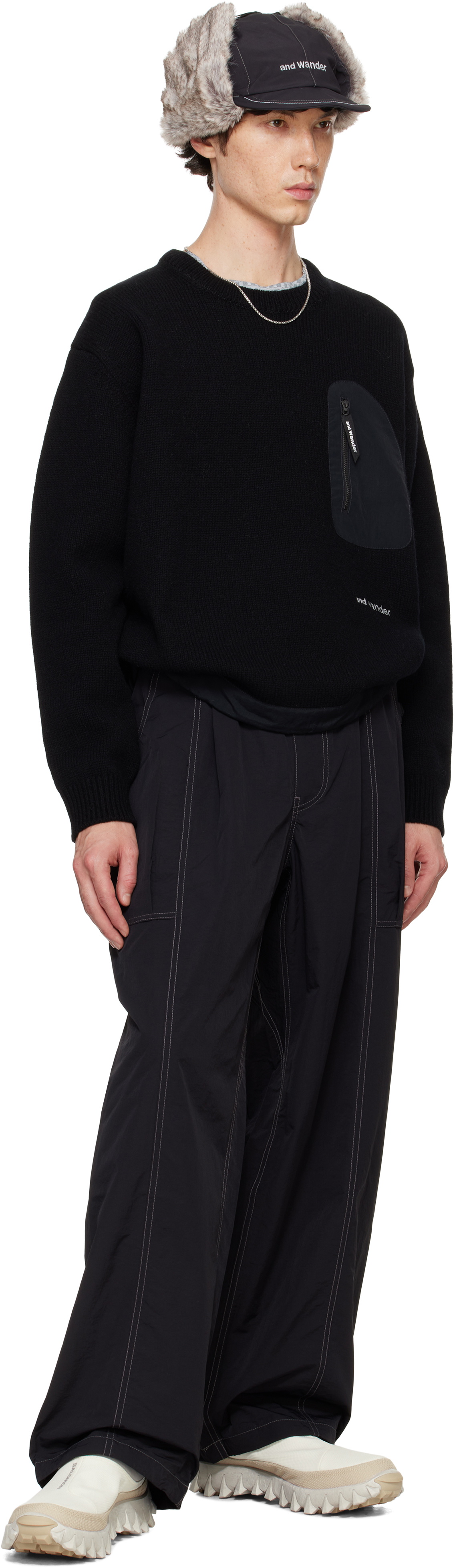 and wander Black Shetland Wool Sweater