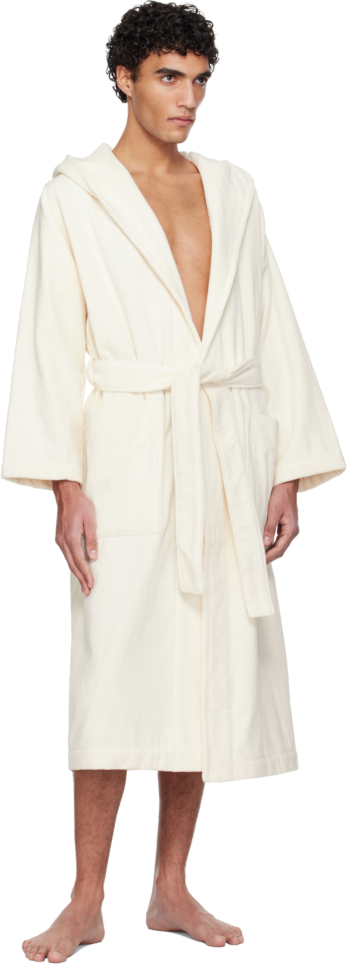 Tekla Off-White Terry Hooded Bathrobe