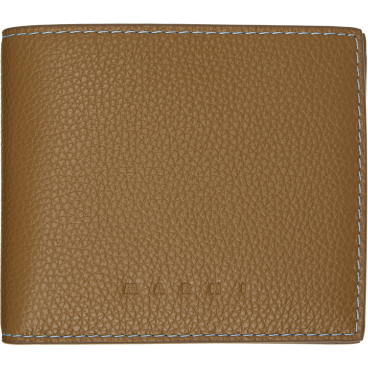 Photo: Marni Khaki Contrast Stitching Leather Bifold Wallet