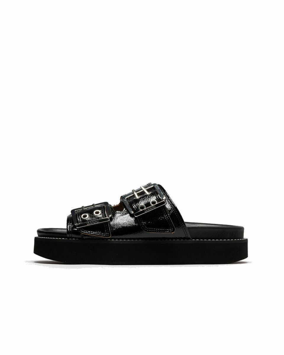 Photo: Ganni Wmns Wide Welt Chunky Buckle Flat Sandal Naplack Black - Womens - Sandals & Slides