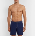 Orlebar Brown - Bulldog Mid-Length Striped Swim Shorts - Navy