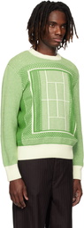 Lacoste Green Tennis Court Graphic Jacquard Sweater