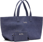 A.P.C. Blue 'Le Drummer' Toile Small Tote