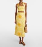 Cala de la Cruz Fabiana printed linen midi skirt