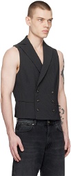 424 Black Double-Breasted Vest