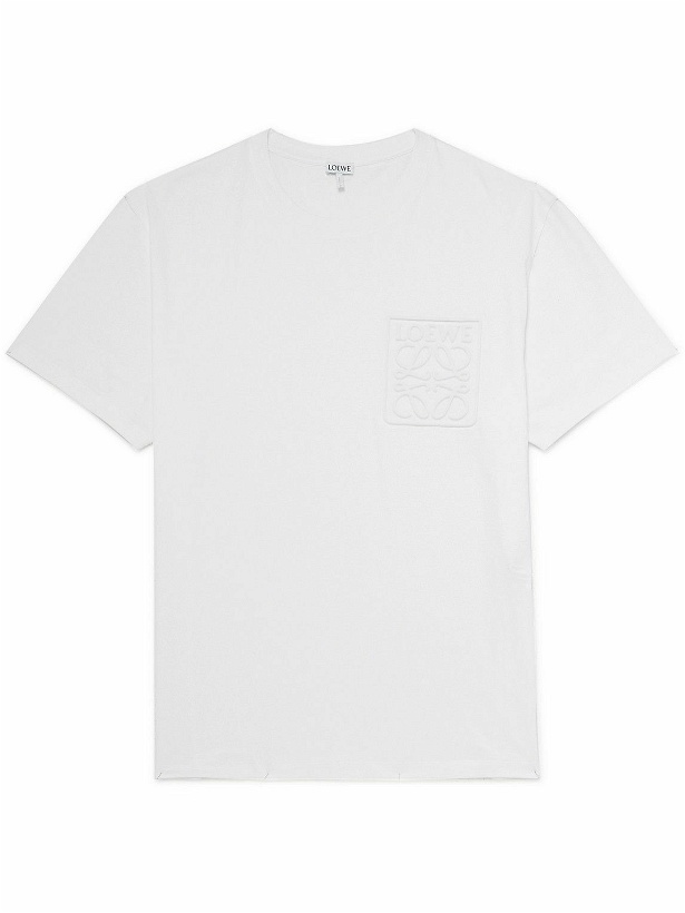 Photo: Loewe - Anagram Debossed Cotton-Jersey T-Shirt - White