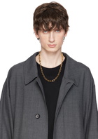 IN GOLD WE TRUST PARIS SSENSE Exclusive Gold Obsidian Mini Medals Necklace