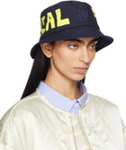 JW Anderson Navy 'Real Sleep' Slogan Bucket Hat