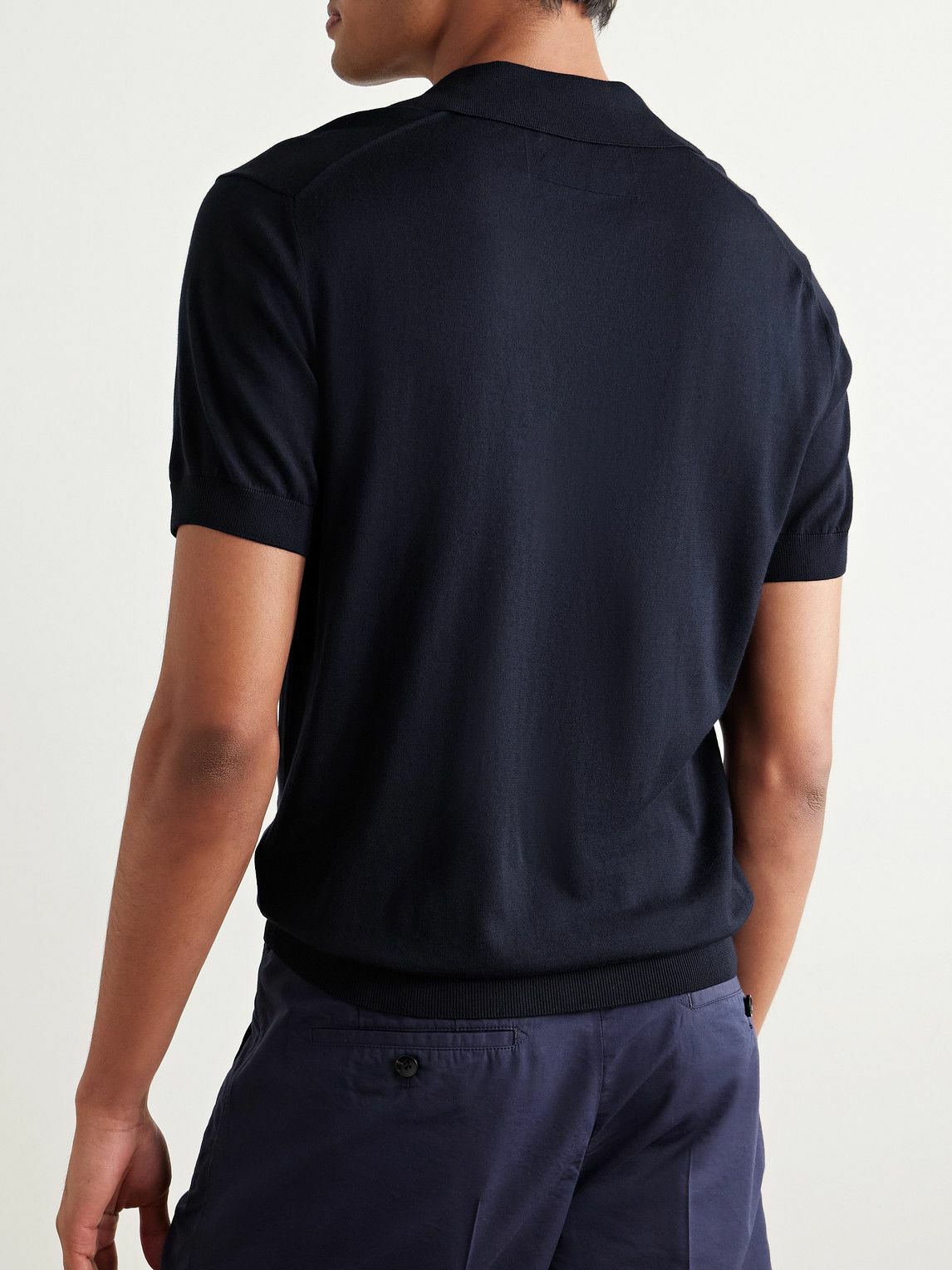 Dunhill - Slim-Fit Cotton and Mulberry Silk-Blend Polo Shirt - Blue