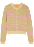 Guest In Residence Pebble Jane Striped Cashmere Cardigan Yellow