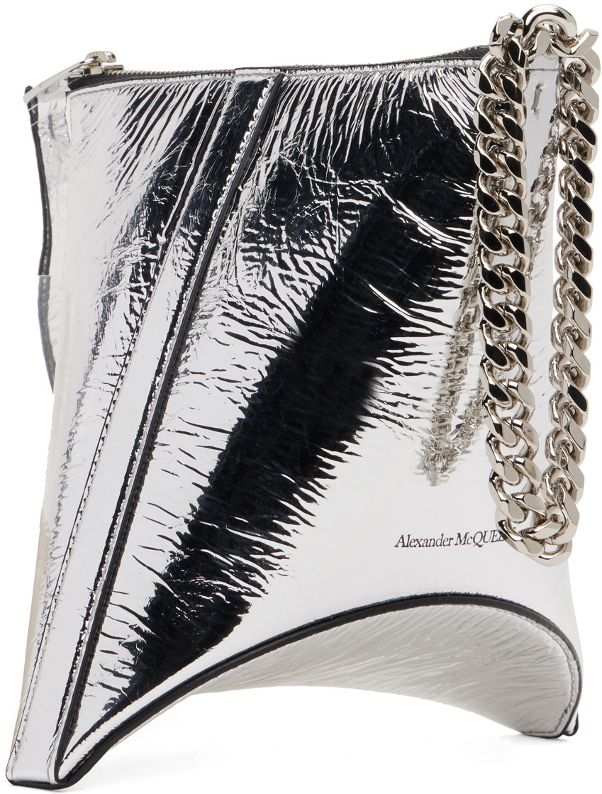 Alexander McQueen Silver 'The Curve' Pouch Alexander McQueen