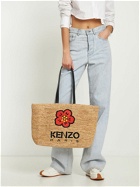 KENZO PARIS - Large Raffia & Leather Tote Bag