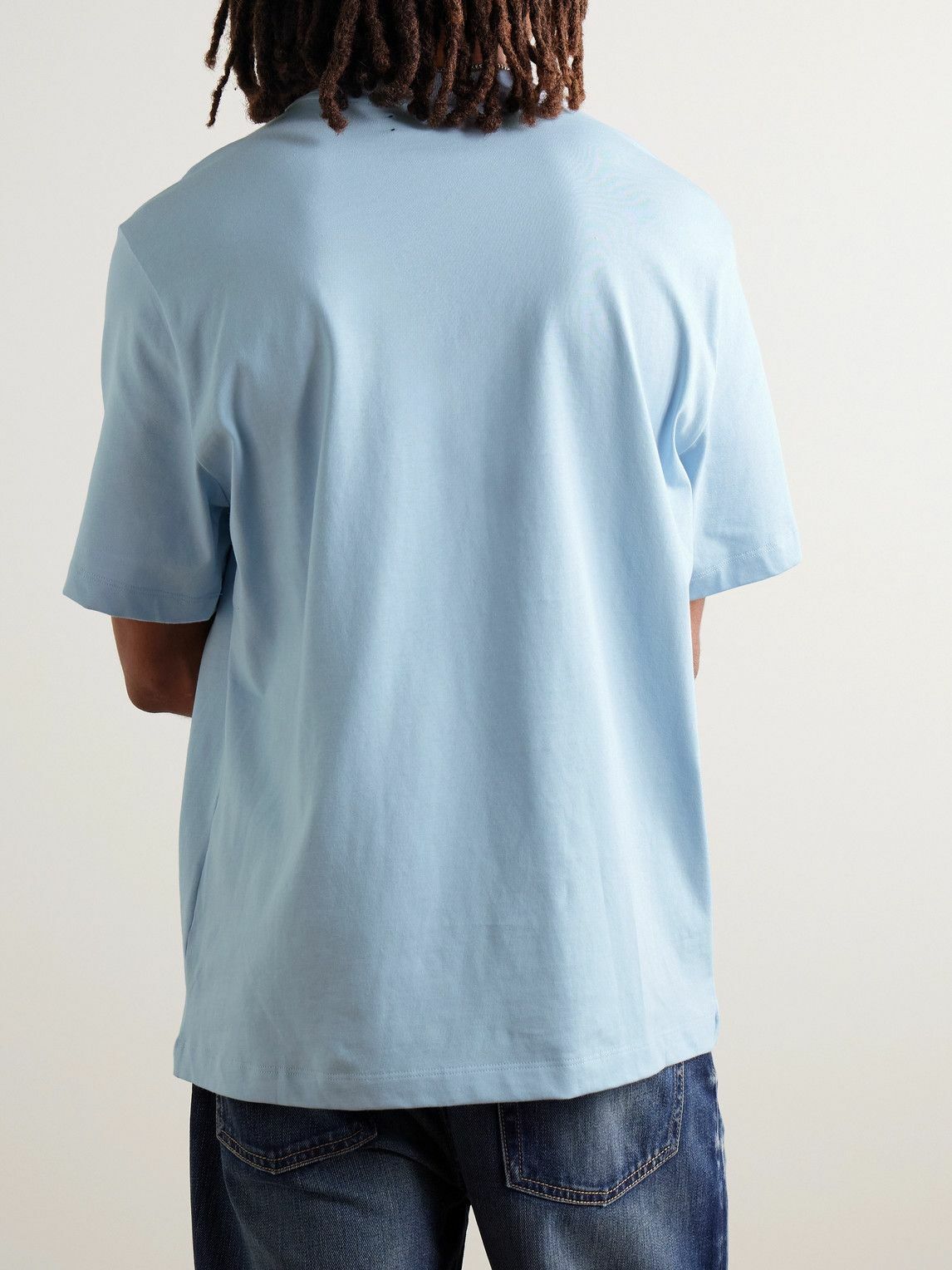 AMIRI - Staggered Logo-Print Cotton-Jersey T-Shirt - Blue Amiri