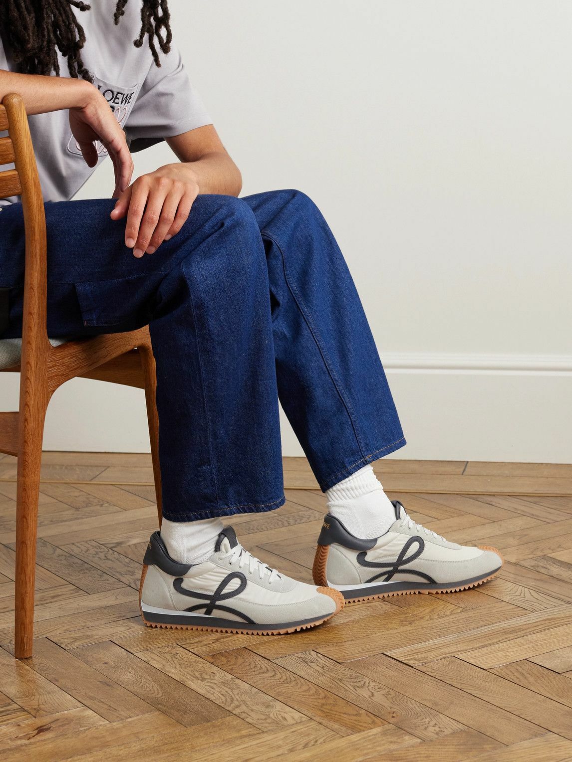 新作【LOEWE】Flow Runner leather-trimmed sneakers Loewe Flow Runner leather-trimmed sneakers Loewe