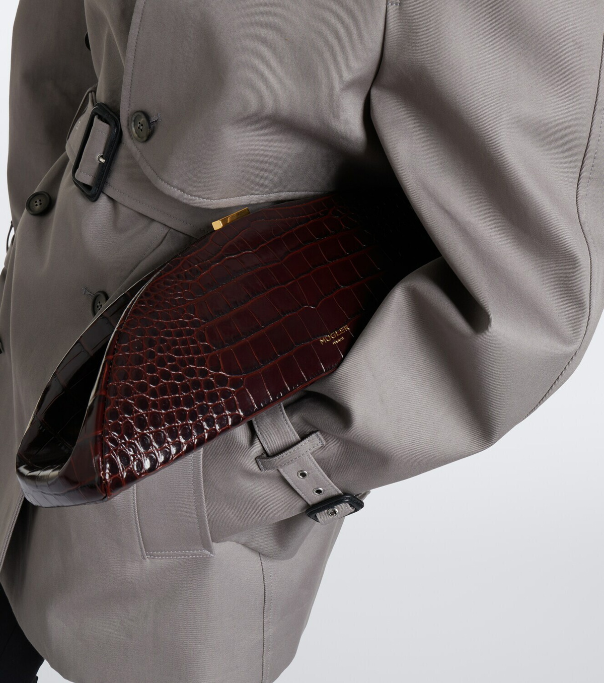 Mugler Lua croc-effect leather clutch
