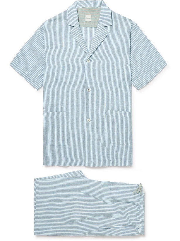 Photo: Paul Smith - Striped Linen and Cotton-Blend Poplin Pyjama Set - Blue