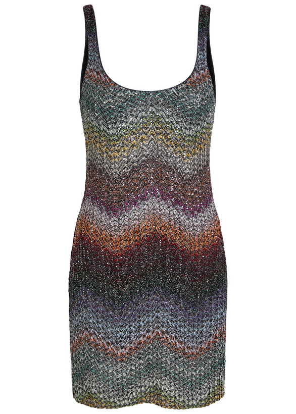 Photo: Missoni Sequin-embellished Zigzag Metallic-knit Mini Dress Multicoloured