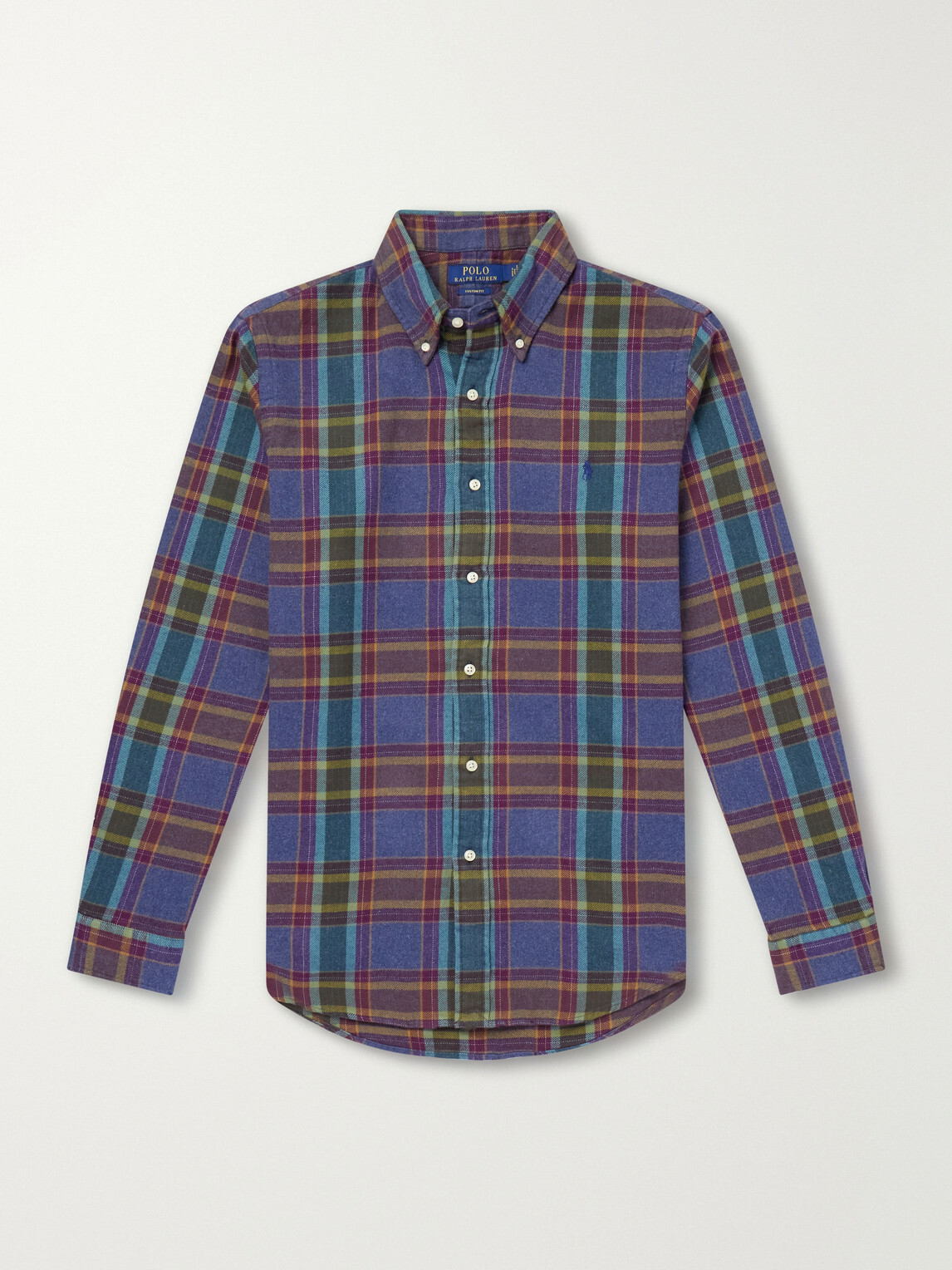 Polo Ralph Lauren - Button-Down Collar Checked Cotton-Flannel Shirt - Blue