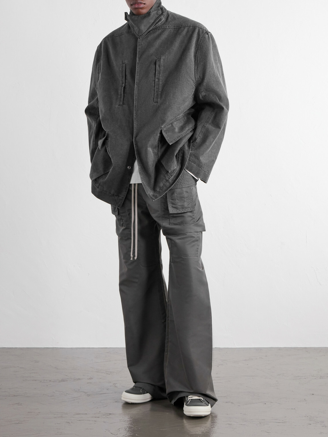 Rick Owens - Padded Washed Cotton-Canvas Coat - Gray