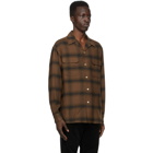 WACKO MARIA Brown Check Open Collar Shirt