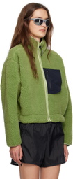 District Vision Green Cropped Wool Pile Fleece Jacket