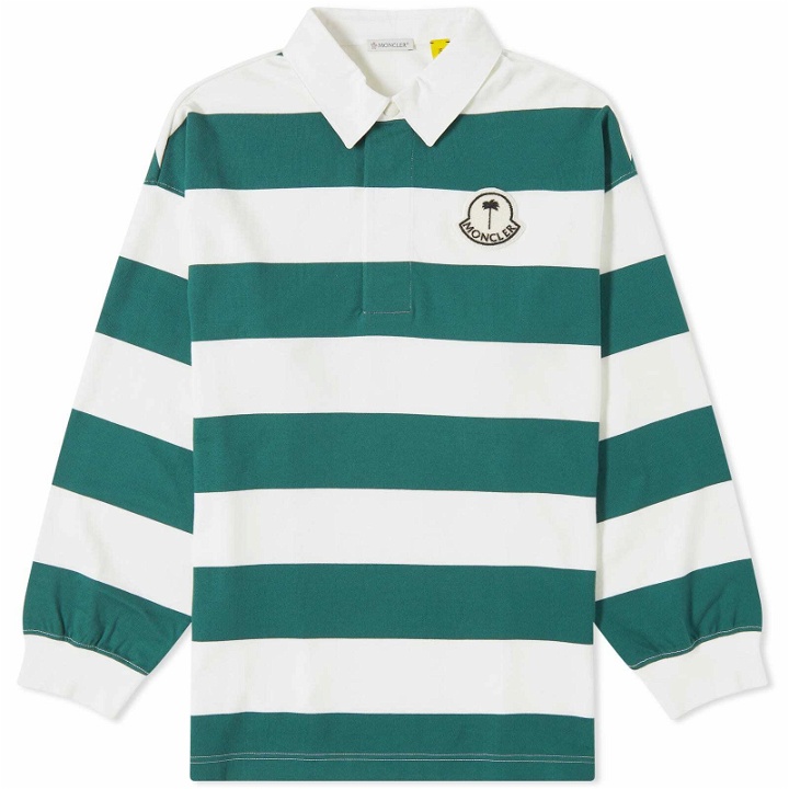 Photo: Moncler Women's Genius x Palm Angels Rugby Shirt in Green/White