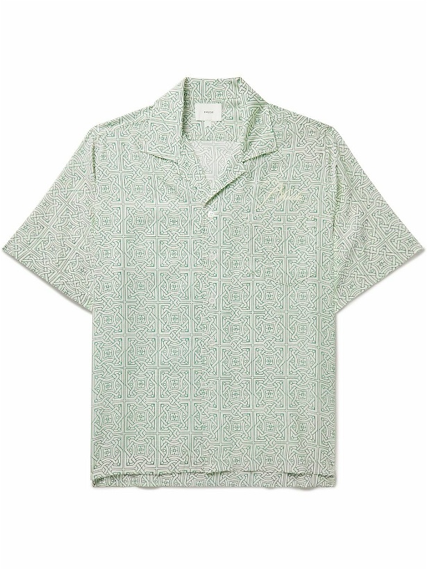 Photo: Rhude - Camp-Collar Logo-Embroidered Printed Silk-Twill Shirt - Green