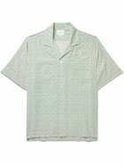 Rhude - Camp-Collar Logo-Embroidered Printed Silk-Twill Shirt - Green