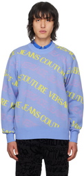 Versace Jeans Couture Blue Jacquard Sweater