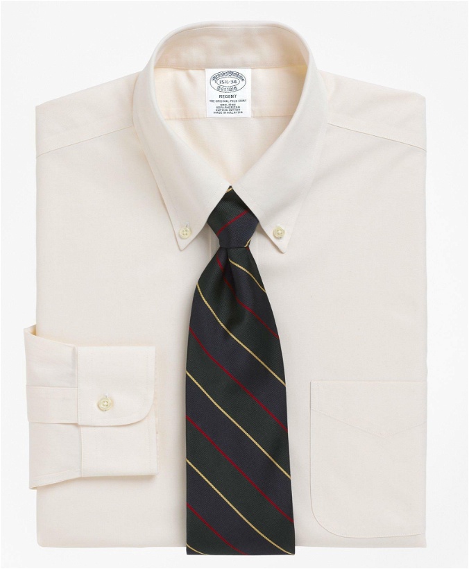 Photo: Brooks Brothers Men's Regent Regular-Fit Dress Shirt, Non-Iron Button-Down Collar | Ecru