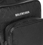 Balenciaga - Logo-Print Crinkled-Leather Messenger Bag - Black