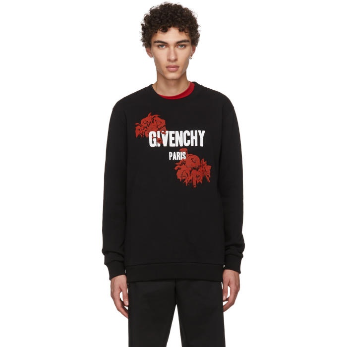 Photo: Givenchy Black Logo and Roses Sweatshirt
