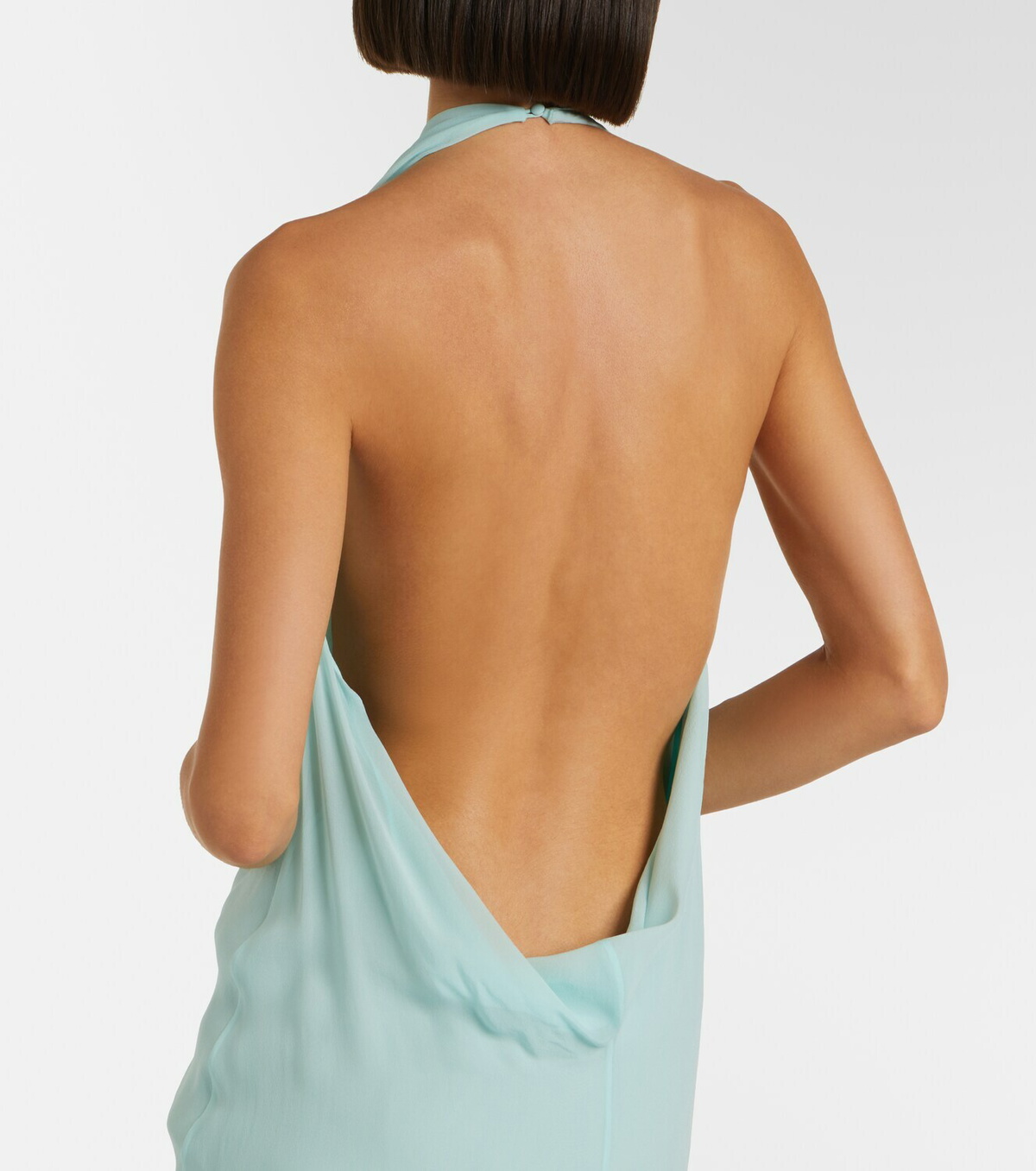Mugler Draped sheer silk crêpe georgette gown