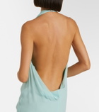 Mugler Draped sheer silk crêpe georgette gown