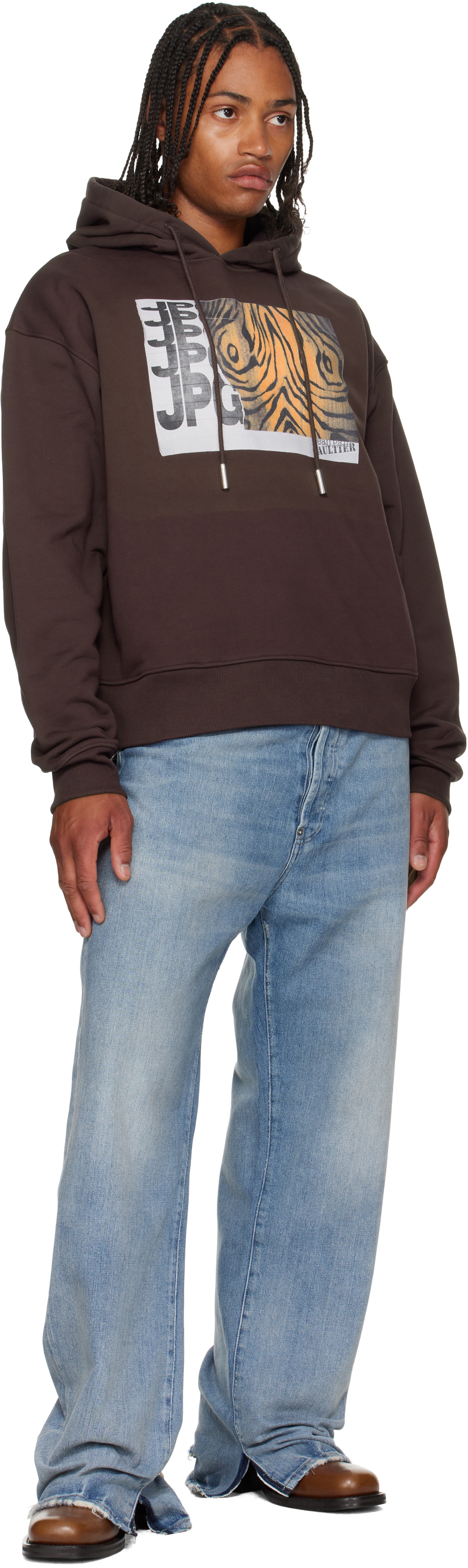 Jean Paul Gaultier Brown Printed Wood Hoodie
