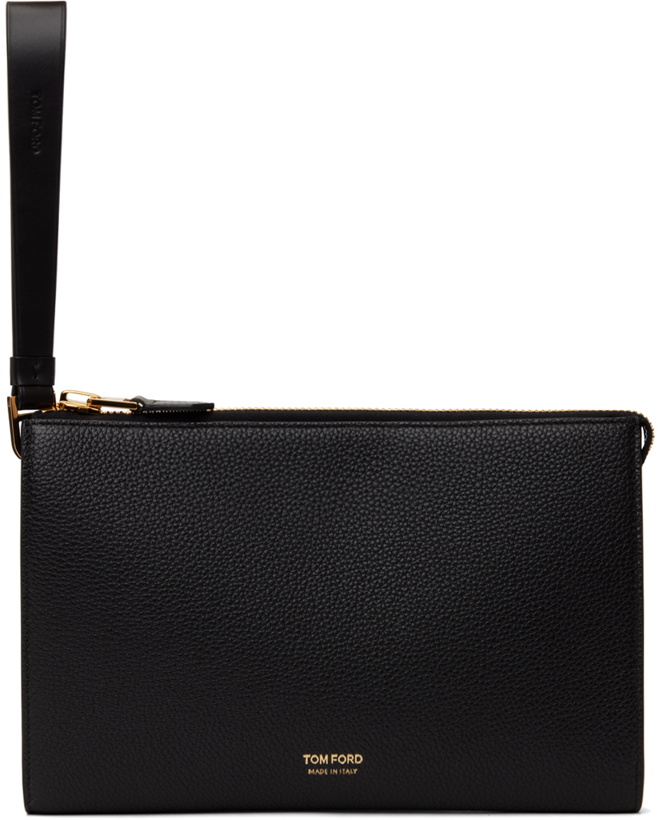 Photo: TOM FORD Black Mini Flat Leather Pouch