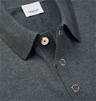 Burberry - Contrast-Tipped Mélange Cotton Polo Shirt - Charcoal