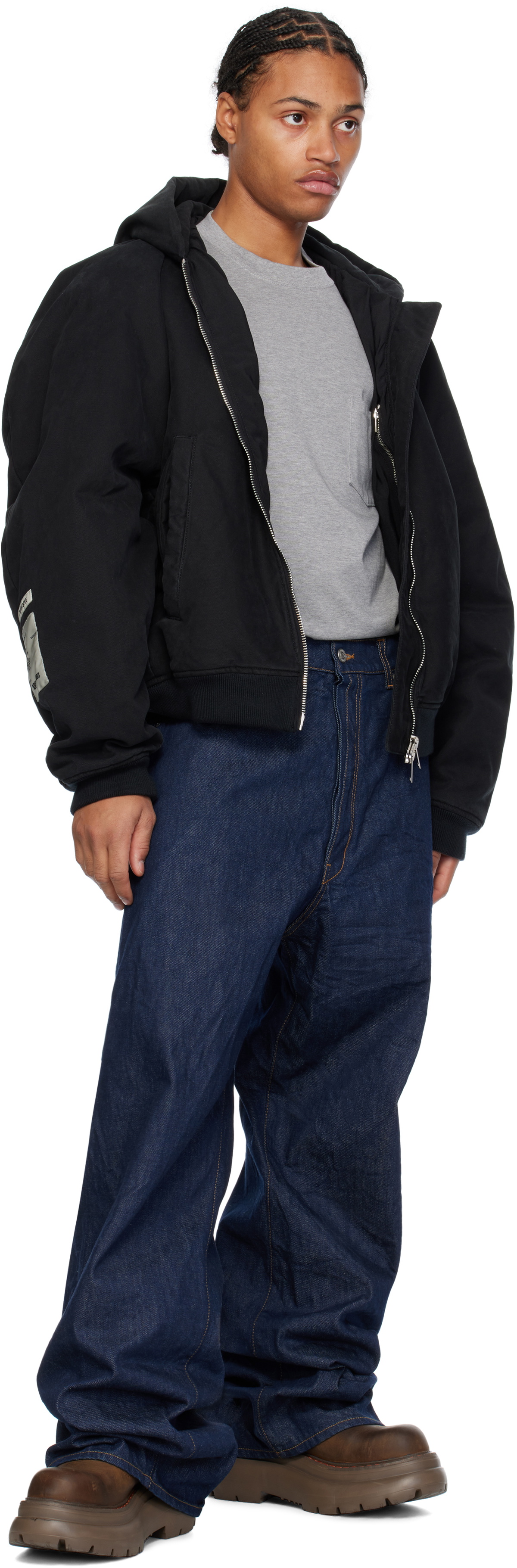 B1ARCHIVE Navy Wide Leg Jeans
