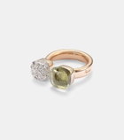 Pomellato Nudo 18kt rose and white gold ring with diamonds and prasiolite