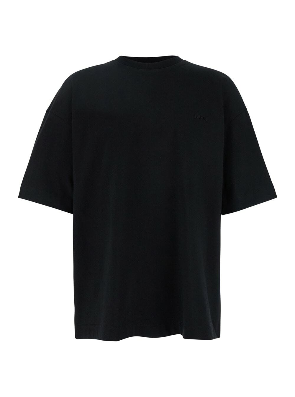 Juun.J Black T-shirt With Tone-on-tone Logo Embroidered On The Front In Cotton Man