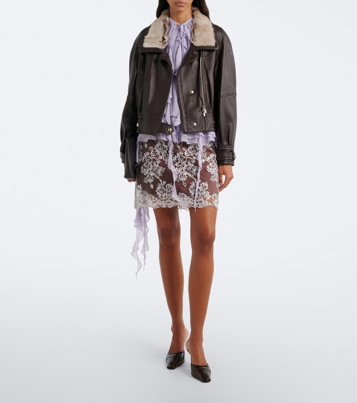 Jacques Wei Embellished lace miniskirt