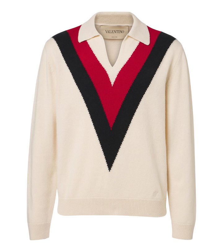 Photo: Valentino Jacquard cashmere polo sweater