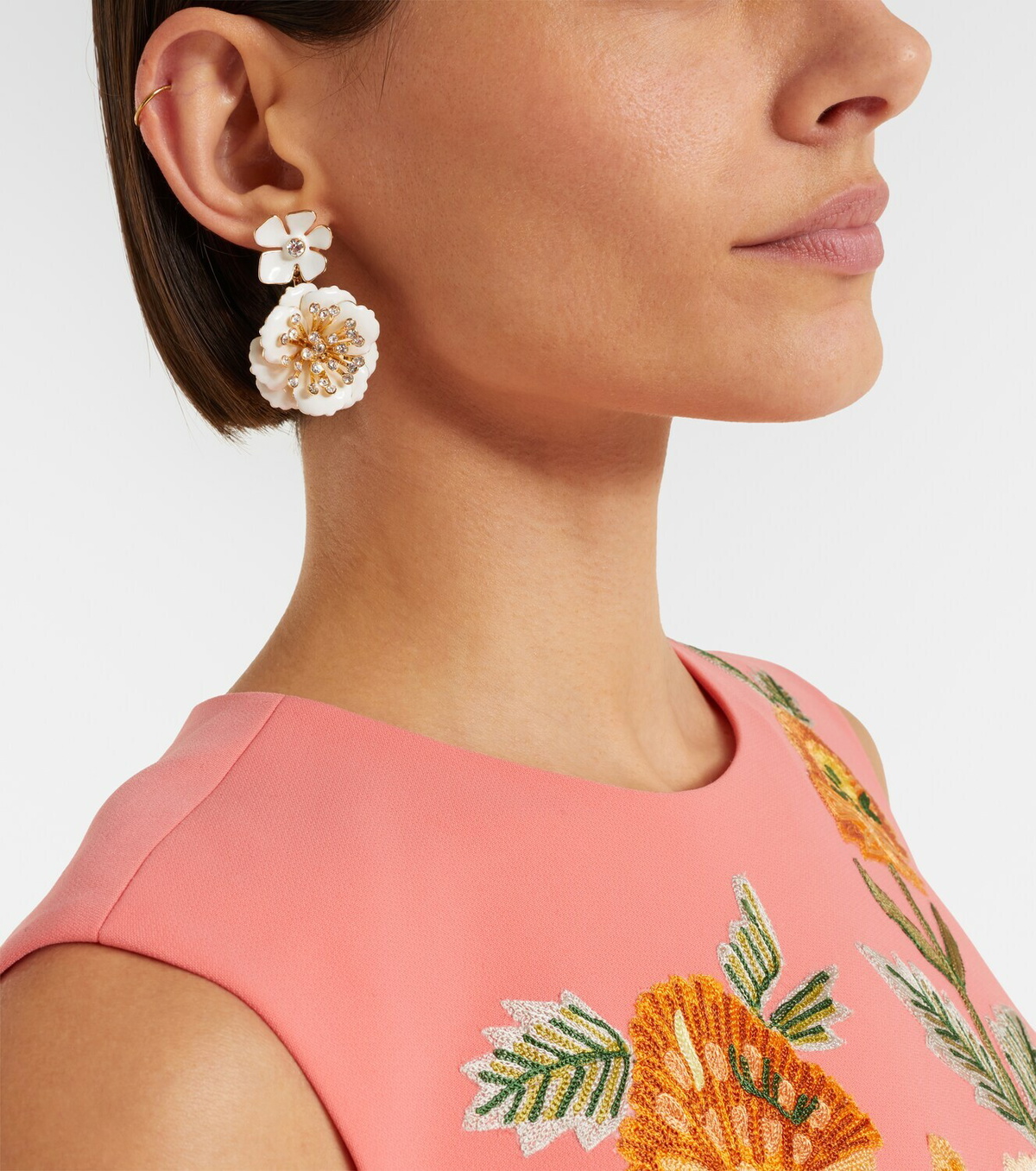 Carolina Herrera Crystal-embellished floral drop earrings