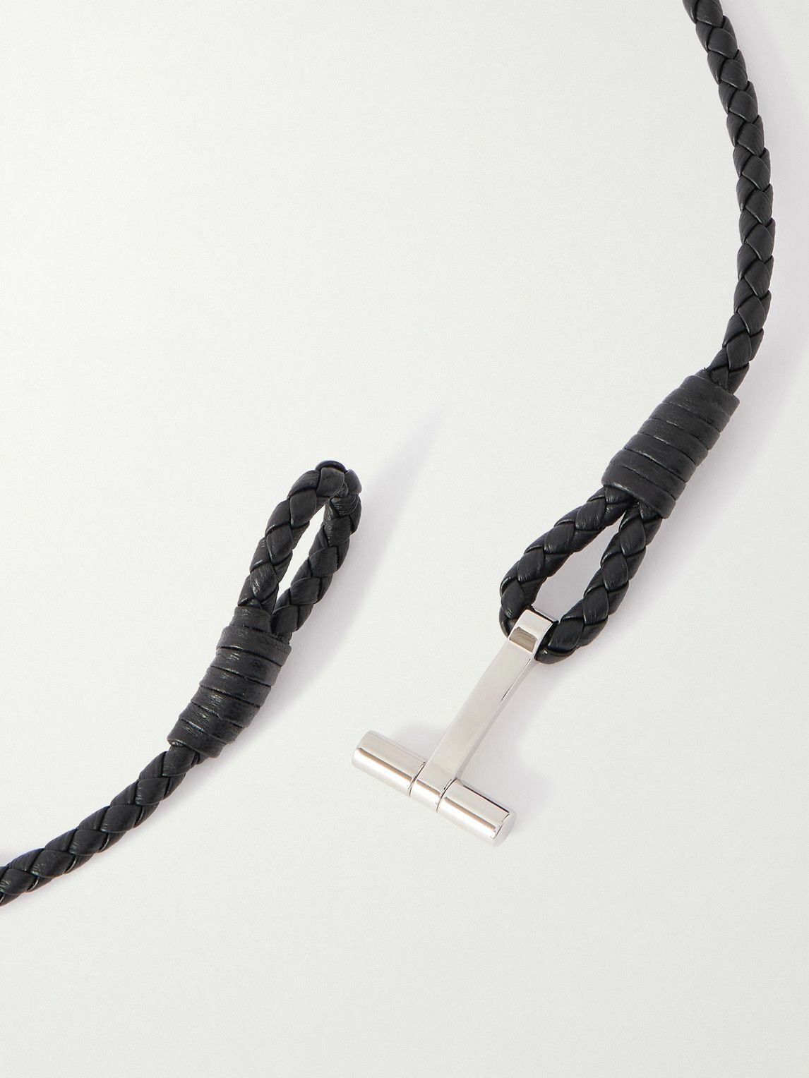 TOM FORD - Woven Leather and Silver-Tone Wrap Bracelet - Black