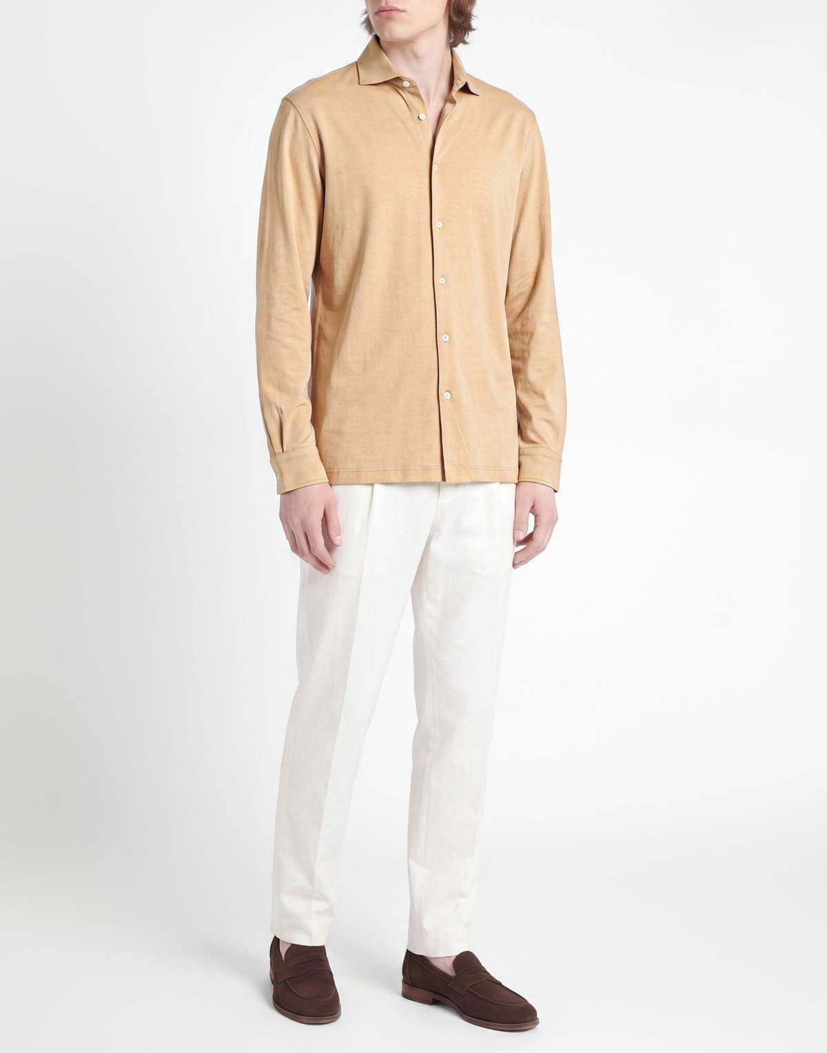 Roberto Collina Mens Shirt Sand