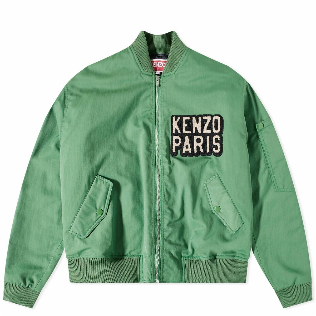 Kenzo Paris Men's Ken Zo Elevated Flight Bomber Jacket in Grass Green Kenzo